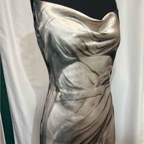 Dolls Kill Widow Wet Look Statue Dress - Bias Cut With Cowl - Picture 5 of 8